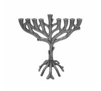 Yair Emanuel Tree of Life Hanukkah Menorah 8 Inch Organic Style Chanuka Hanukia Judaica Gift (Silver HHJ-2)