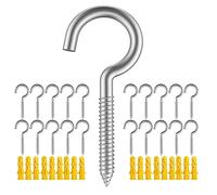 YAIRMIS Pack of 20 Metal Hook Heavy-Duty Eye Screws, 304 Stainless Steel Screw Hooks, self-Tapping Eye Ring Bolt Hooks, Wood Terminal Eye Hole Hooks, Pendant Lights Wires, Strong Indoor (2-3/4")