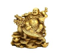 YAIUNHIQ Brass Ruyi Laughing Buddha and Turtle - Fortune, Good Luck, Health Buddha Home Office Decoration, Brass Ornament
