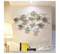 YAIUNHIQ Metal Fish 3D Wall Sculpture School of Fish Wrought Iron Marine Wall Decoration for Home Garden Bedroom