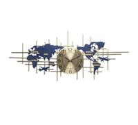 YAIUNHIQ Modern Decorative 3D Clock Creative World Map Living Room Wall Clock Handmade Iron Frameless Wall Clock