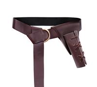 YAIZLBCA Medieval Knight Leather Belt with Pirate Sword Holster Dagger Frog Renaissance Belt Set for Knight Costume Cosplay, Brown, One size