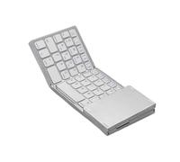 YAJBHnzpt Folding Wireless Keyboard With Touchpad Compatible With Android Spanish Arabic Hebrew Portuguese(Silver keyboard)