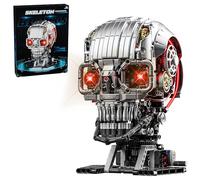 YaJie Mechanical Skull Building Block Set with Lights, Creative Educational STEM Set, Scary Display Model, Home or Office Collectible Decoration, Halloween or Birthday Gift for Adults (1099 pcs)