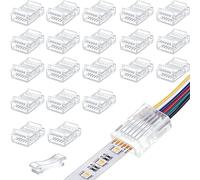 YAJIERUI RGB LED lamp with Connector 20 Waterproof LED Adapter Connector Transparent solderless LED lamp with Connector for Strip lamp 5V 12V 24V Wireless Seamless Track Lighting Connector (6PIN12MM)
