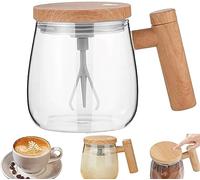 Yajimsa Electric High Speed Mixing Cup - Electric Mixing Mug with Glass | Self Stirring Mug with Lid | High Borosilicate Glass Coffee Cups Electric Mixing Suitable for Coffee/Milk/Drinks, Transparent