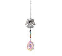 Yajimsa Glass Angel Car Charm, Rainbow Angel Crystal Beads Suncatchers Represent as Protection and Lucky Charm Chandelier Lamp Pendant
