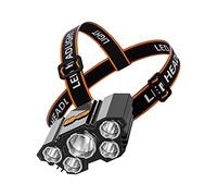 Yajimsa Professional USB Rechargeable Headlamp - Outdoors Waterproof High-Bright 5 LED Headlight | Hands- 180°Rotatory Headlights with Elastic Headband for Night Hunting Hiking Cycling Fishing