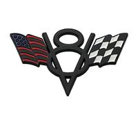Yajimsa V8 US and Racing Target Flag Emblem Sticker 3D Badge 3M Self-Adhesive Name Plate for Car Styling Fender Boot Tailgate