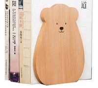 Yajimsa Wood Book Holders - Smooth Handmade Wooden Book Ends - Adorable Unique Bear Book Stopper, Non-Slip Heavy Duty Bookend for Books and Movies