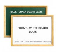 YAJNAS 10x12 Inch Non-Magnetic Double Sided Wooden Frame White & Green Small Slate/Lapboard White & Chalk Board | (Pack of 1)