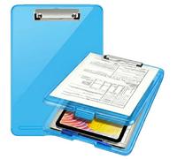 Yajnas A4 Size Clipboard with Storage Box | 180° Foldable Exam Pad & Writing Board | Heavy Duty Plastic File Folder with Pen Holder & Paper Storage for Students, Office & Field Use (Light Blue)