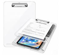 Yajnas Multipurpose A4 Size Clipboard with Storage Box | 180° Foldable Exam Pad & Writing Board | Heavy Duty Plastic File Folder with Pen Holder & Paper Storage for Students, Office & Field Use -White