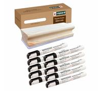 YAJNAS Wooden Duster & Marker Combo For Whiteboard & Chalkboard Use - Duster + 10 Black Marker Combo, Premium Non Magnetic Wooden Duster With Whiteboard Marker