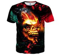 YAJOOEY Mens Women Shirts 3D Printed T-Shirt Unisex Casual Short Sleeve Tops Tees for Adult, Red34, XL
