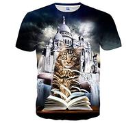 YAJOOEY Mens Women Shirts 3D Printed T-Shirt Unisex Casual Short Sleeve Tops Tees for Adult, White37, Medium