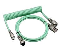 Yajouwin Pro Custom Coiled Keyboard Cable 1.5m, USB C to USB A TPU Cable for Mechanical Gaming Keyboard, with Detachable Metal Aviator for Custom Keyboard, Green