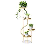 Yajuer Plant Stand Indoor , Metal Wood Plant Shelf For Multiple Flower Pots Corner, Flower Pot Stands for Living(Gold)