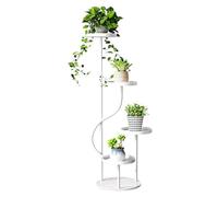 Yajuer Plant Stand Indoor , Metal Wood Plant Shelf For Multiple Flower Pots Corner, Flower Pot Stands for Living(White)