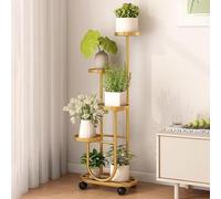 Yajuer Tall Plant Stands Indoor, Metal Single Plant Holder, Modern Corner Flower Pots Shelves for Living Room(Gold)