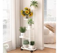 Yajuer Tall Plant Stands Indoor, Metal Single Plant Holder, Modern Corner Flower Pots Shelves for Living Room(White)