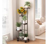 Yajuer Tall Plant Stands Indoor, Metal Single Plant Holder, Modern Corner Flower Pots Shelves for Living Room(Black)