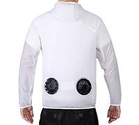 Yajun Summer Cooling Fan Jacket USB Sun Protective Quick Cooling Hiking Jacket Men Women Air Conditioning Fishing Coat,White,3XL(181