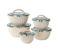Yajuyi Insulated Lunch Carrier Portable Food Transport Container with Built in Carry Handle and Snap Down Clips Stainless Steel Thermal Vessel for, Beige