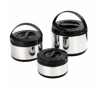 Yajuyi Insulated Lunch Container Stainless Steel Thermal Food Pot with Non Slip Bottom Trim Contoured Textured Lid Built in Carrying Handle Smooth Inner Wall Suitable for Home Work Transport, Black