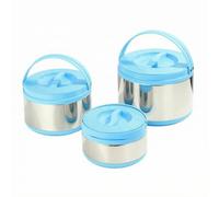 Yajuyi Insulated Lunch Container Stainless Steel Thermal Food Pot with Non Slip Bottom Trim Contoured Textured Lid Built in Carrying Handle Smooth Inner Wall Suitable for Home Work Transport, Blue