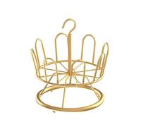 Yajuyi Rotating Shoe Rack Wrought Iron Shoe Holder With Curved Perimeter Supports And Top Hook For Hanging Compact Design For And Storing Shoes In Small Areas, Gold, 1-Tier
