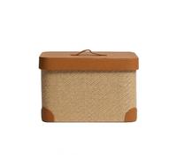Yajuyi Storage Container Box Lidded Bin Organizer Basket With Handle Jute Leather Construction With Reinforced Corners Suitable for laundry clothing storage, Orange, Small 38x28x22cm