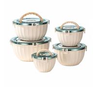 Yajuyi Thermal Insulated Food Carrier with Built in Top Handle and Polyurethane for Temperature Retention Suitable for Office Lunches Road Trips and Beach Outings, Beige