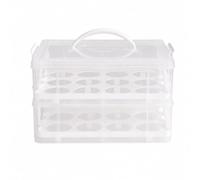 Yajuyi Transparent Cupcake Storage Carrier with Two Layer Compartment for Muffins Egg with Side Locking Clips and Portable Top Handle Suitable for School Event Community, White, Style B
