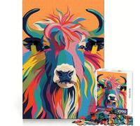 Yak Abstract Flat Adults Puzzles 1000 Piece Jigsaws Brain Development Leisure Activity Clean Join Joyful Xmas (38x26cm)