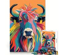 Yak Abstract Flat Jigsaw Puzzle 1000 Piece for Teenagers Focus Training Peaceful Escape Tight Join Thoughtful Gift (50x75cm)