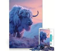 Yak Aesthetic Sunset Jigsaw Puzzles1000 Pieces Brain Recall Game Premium Laser Cut Quality Absorbing Activity for Quiet Nights (38x26cm)