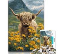 Yak And Flowers Jigsaw Puzzles for Teenagers 1000,Toys Educational Games Stress Relieving Suitable for Desktop Decoration 38x26cm