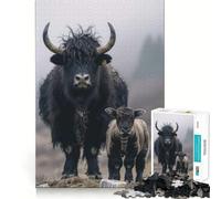 Yak Animal Family Puzzles for Adults 1000 Pieces Mental Boost Play Neat Cut Perfect Alignment Bonding Activity for Loved Ones (38x26cm)
