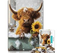 Yak Bathing Jigsaw Puzzles for Adults 1000,Staycation Kill Time Every Piece Is Unique - Challenging Family Fun Game (38x26cm)