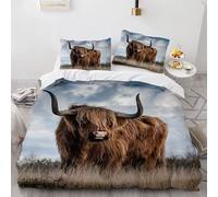 Yak Duvet Cover Single Size Autumn Grassland Bedding Set Suitable For Teens Children Cows On The Grassland 3D Printed Comforter Cover and 1 Pillowcase, Soft Brushed Microfiber with Zipper Closure