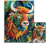 Yak Floral Paper Craft JigsawPuzzle 1000 Pieces for Adults Wooden Jigsaw Perfect Home Or Office Decor Ideal 1000 PCS(75x50cm)