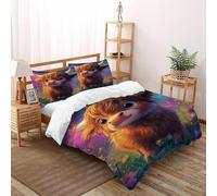 Yak Flowers Bedding Set 3D Digital Printing Animal Themes Wildlife Duvet Cover Set 3 Pieces Chic Breathable for Boys & Girls Bed Set Pillowcase Super King（260x220cm）
