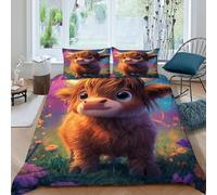 Yak Flowers Bedding Set 3D Digital Printing Animal Themes Wildlife Duvet Cover Set Chic Breathable Comforter Cover Universal for All Seasons with Pillow King（220x240cm）