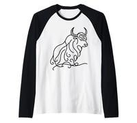 Yak Line Art Animal Fan Raglan Baseball Tee