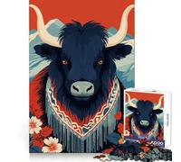Yak Mountain Illustration 1000 Piece Jigsaws for Adults Puzzle Improve Memory Happy Idle Time Laser Cut Art Xmas Gift (38x52cm)