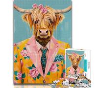 Yak Oil Painting Puzzles for Adults And Teenagers,Challenging To Complete But Fun And Humorous Educational Game for Birthday (75x50cm)