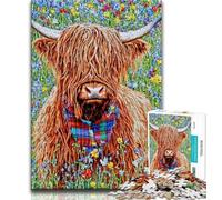 Yak Oil Painting Puzzles for Adults Teens 1000 Pieces,Learning Educational Toys Family Games with Matching Poster And Trivia Sheet (38x26cm)
