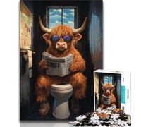 Yak Sitting on The Toilet Puzzles for Adults Teens 1000pc Puzzle,Challenging Game And Family Play with Fully Interlocking Randomly Shaped Pieces (38x26cm)
