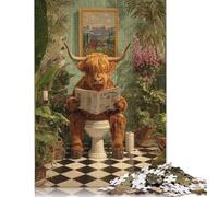 Yak Sitting On The Toilet Wooden Jigsaw Puzzle 300 Pieces for Adults Fun Education Game Toy Intellectual Game Home Decoration Stress Relief Relaxation And Intelligence 300pcs (40x28cm)